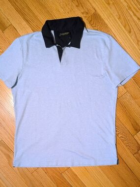 Banana Republic Luxury Touch Men’s Polo Shirt Blue Navy Contrast Collar